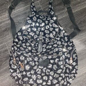 PINK Victoria's Secret Black and Silver Leopard Backpack